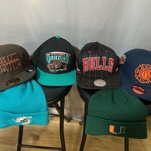 Collection of Sports Team Caps and Beanies
